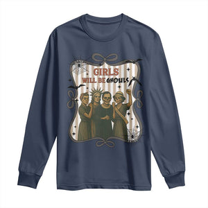 Halloween Feminist Long Sleeve Shirt Girls Will Be Ghouls Women Empowerment TS12 Navy Print Your Wear