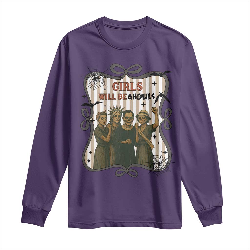 Halloween Feminist Long Sleeve Shirt Girls Will Be Ghouls Women Empowerment TS12 Purple Print Your Wear