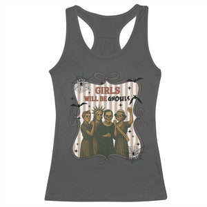 Halloween Feminist Racerback Tank Top Girls Will Be Ghouls Women Empowerment TS12 Dark Heather Print Your Wear