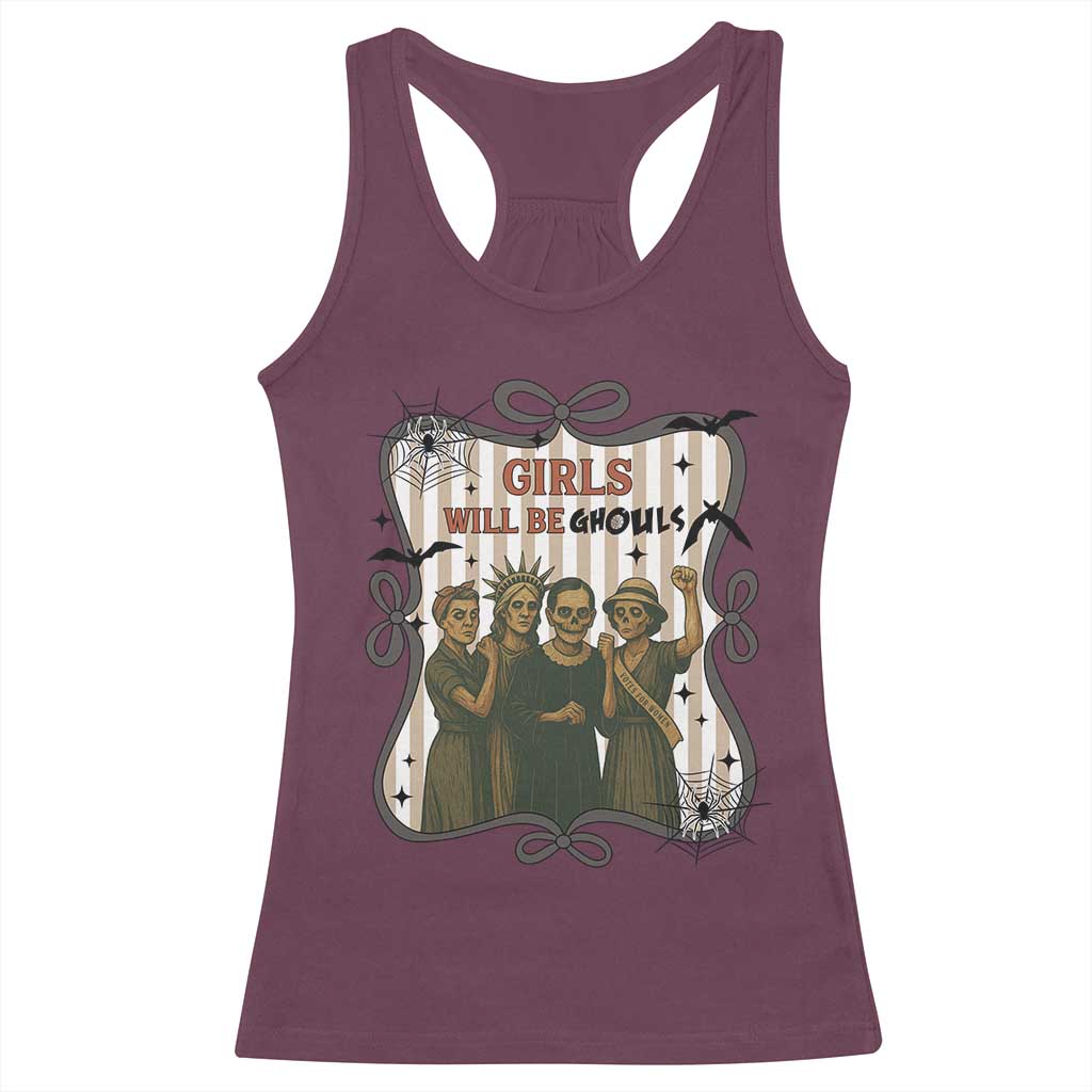 Halloween Feminist Racerback Tank Top Girls Will Be Ghouls Women Empowerment TS12 Maroon Print Your Wear
