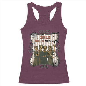 Halloween Feminist Racerback Tank Top Girls Will Be Ghouls Women Empowerment TS12 Maroon Print Your Wear