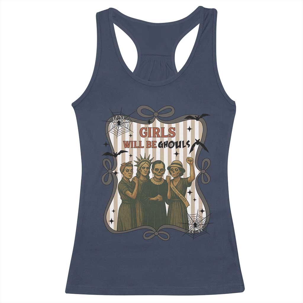 Halloween Feminist Racerback Tank Top Girls Will Be Ghouls Women Empowerment TS12 Navy Print Your Wear