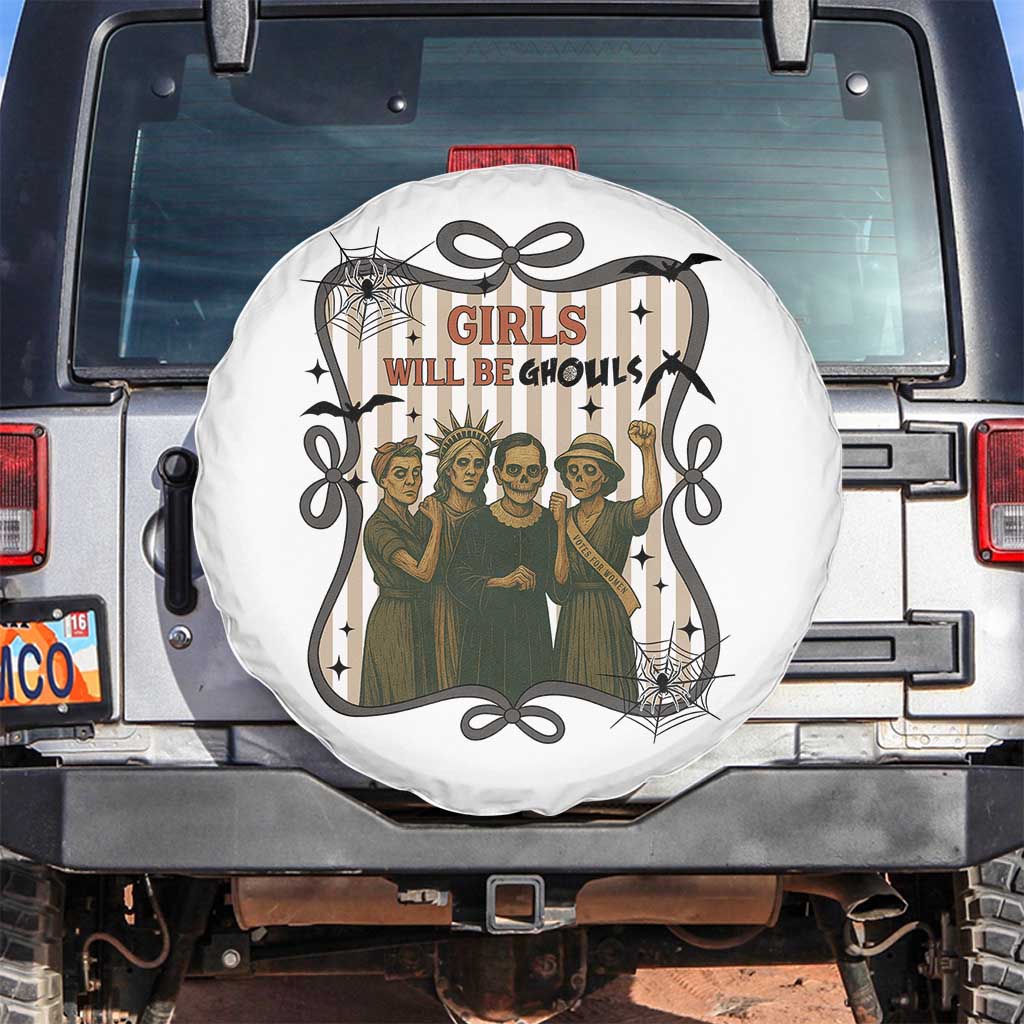 Halloween Feminist Spare Tire Cover Girls Will Be Ghouls Women Empowerment TS12 No hole White Print Your Wear
