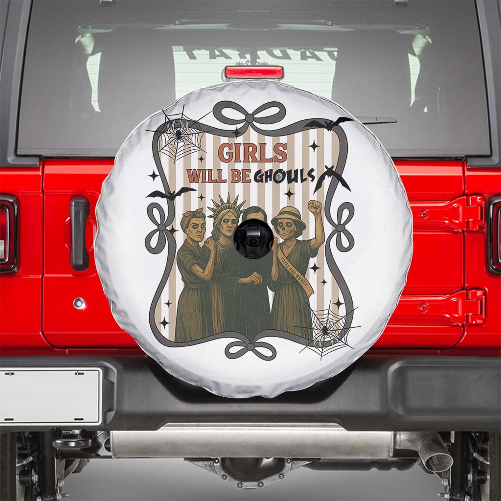 Halloween Feminist Spare Tire Cover Girls Will Be Ghouls Women Empowerment TS12 White Print Your Wear