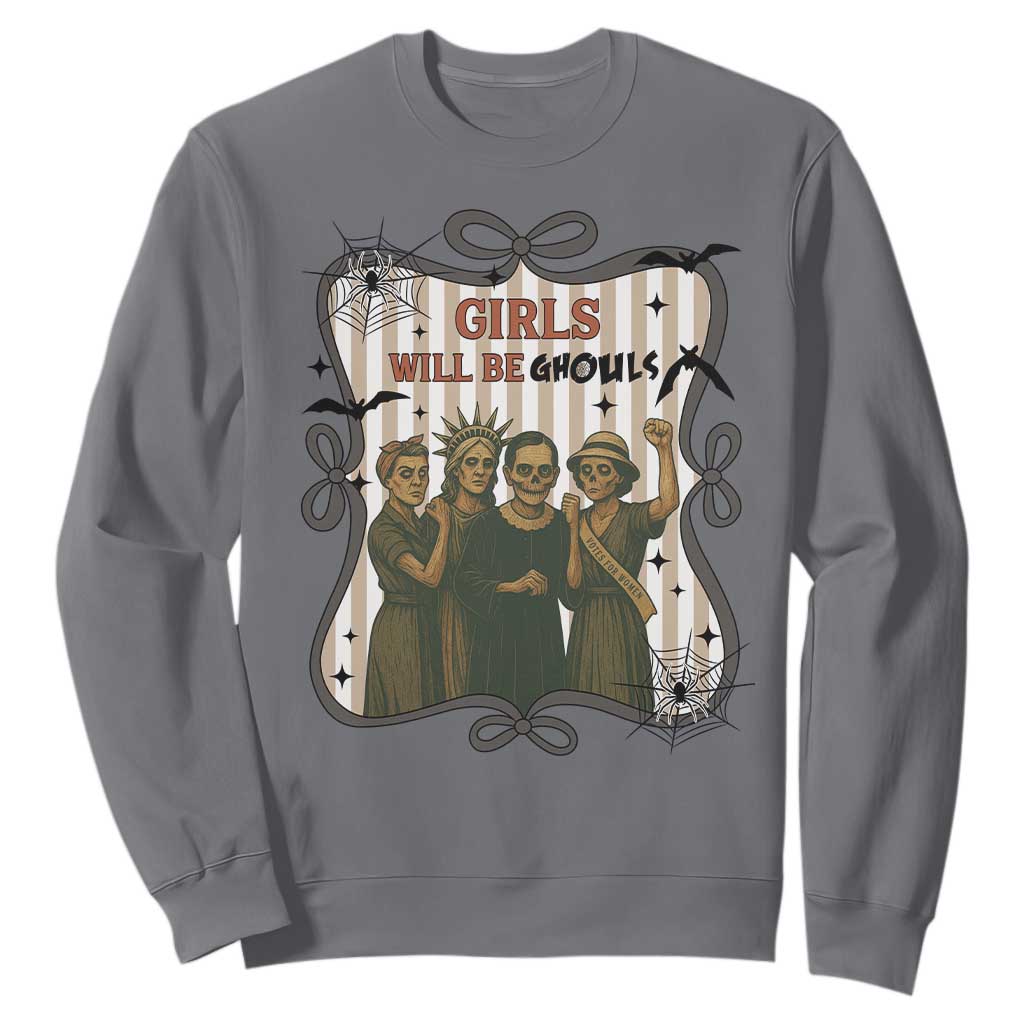 Halloween Feminist Sweatshirt Girls Will Be Ghouls Women Empowerment TS12 Charcoal Print Your Wear