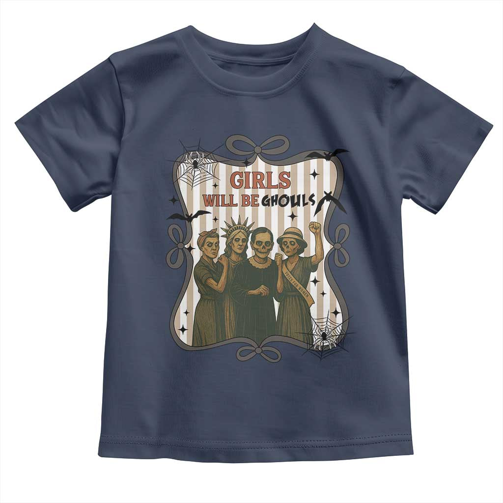 Halloween Feminist Toddler T Shirt Girls Will Be Ghouls Women Empowerment TS12 Navy Print Your Wear