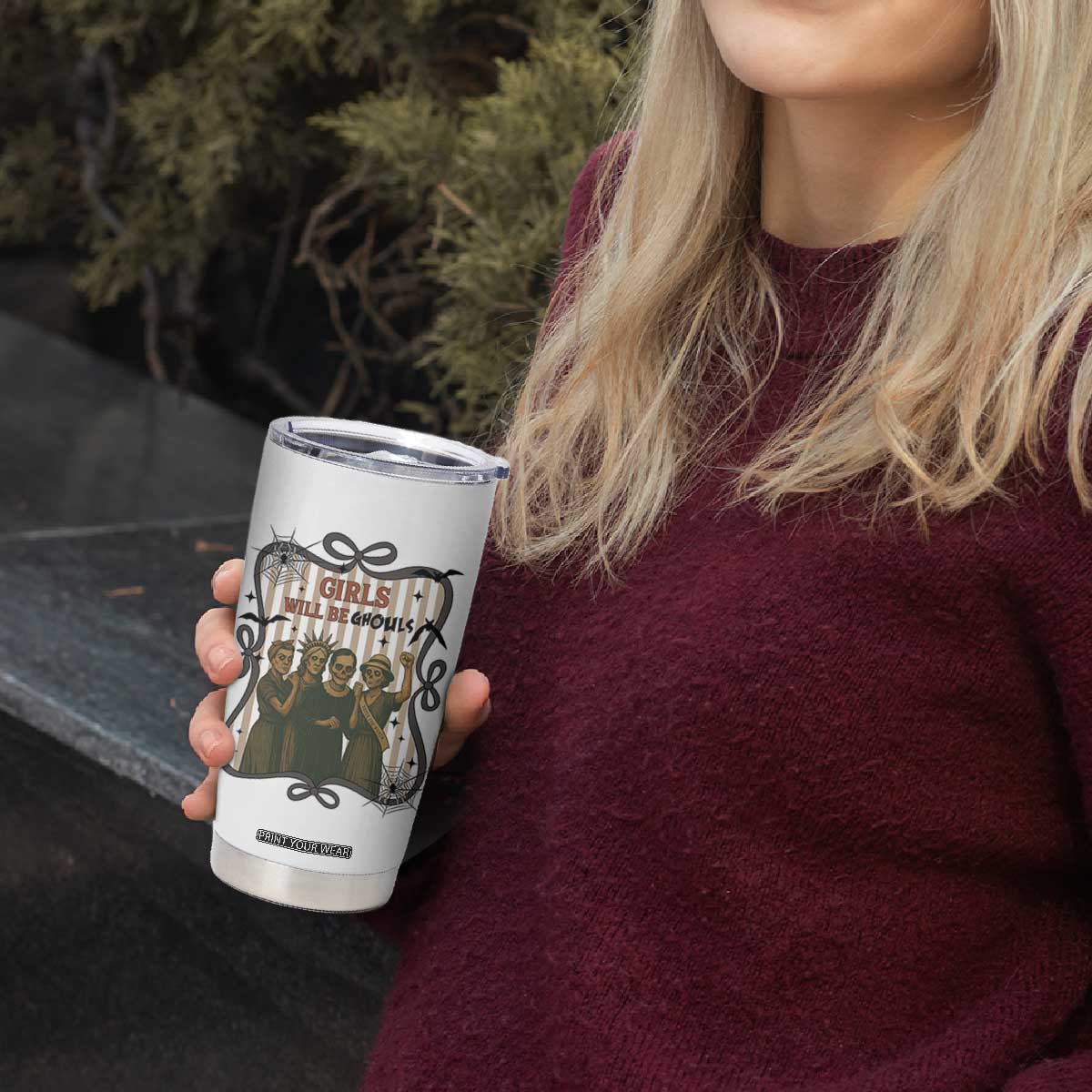 Halloween Feminist Tumbler Cup Girls Will Be Ghouls Women Empowerment TS12 Print Your Wear