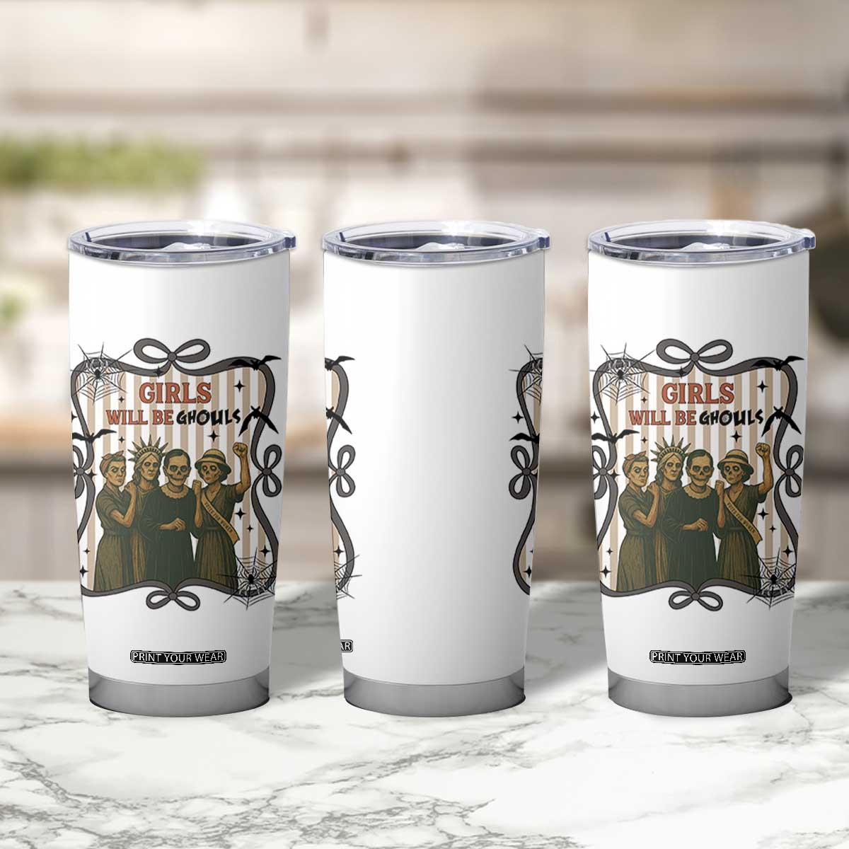 Halloween Feminist Tumbler Cup Girls Will Be Ghouls Women Empowerment TS12 Print Your Wear