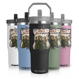 Halloween Feminist Flip Straw Tumbler Girls Will Be Ghouls Women Empowerment TS12 Print Your Wear