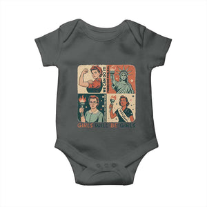 Girls Will Be Girls Baby Onesie Patriotic Feminist USA Women TS12 Dark Heather Print Your Wear