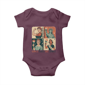 Girls Will Be Girls Baby Onesie Patriotic Feminist USA Women TS12 Maroon Print Your Wear