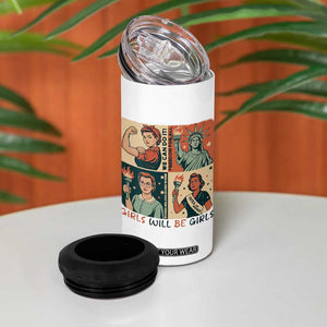 Girls Will Be Girls 4 in 1 Can Cooler Tumbler Patriotic Feminist USA Women TS12 Print Your Wear