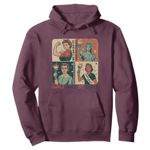 Girls Will Be Girls Hoodie Patriotic Feminist USA Women TS12 Maroon Print Your Wear