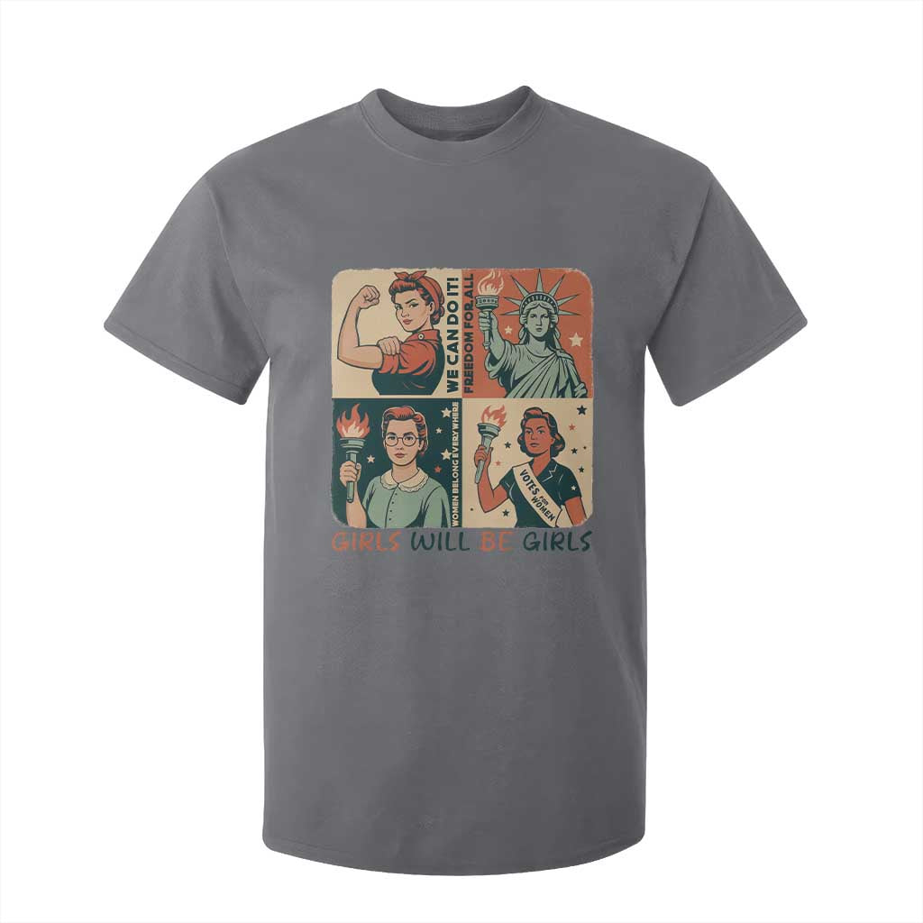 Girls Will Be Girls T Shirt For Kid Patriotic Feminist USA Women TS12 Charcoal Print Your Wear