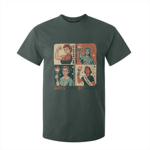 Girls Will Be Girls T Shirt For Kid Patriotic Feminist USA Women TS12 Dark Forest Green Print Your Wear