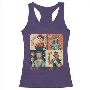 Girls Will Be Girls Racerback Tank Top Patriotic Feminist USA Women TS12 Purple Print Your Wear