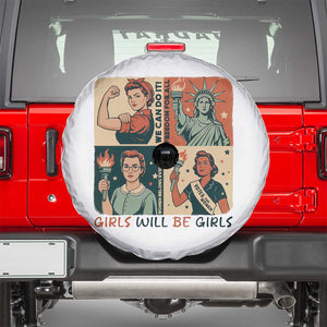 Girls Will Be Girls Spare Tire Cover Patriotic Feminist USA Women TS12 White Print Your Wear