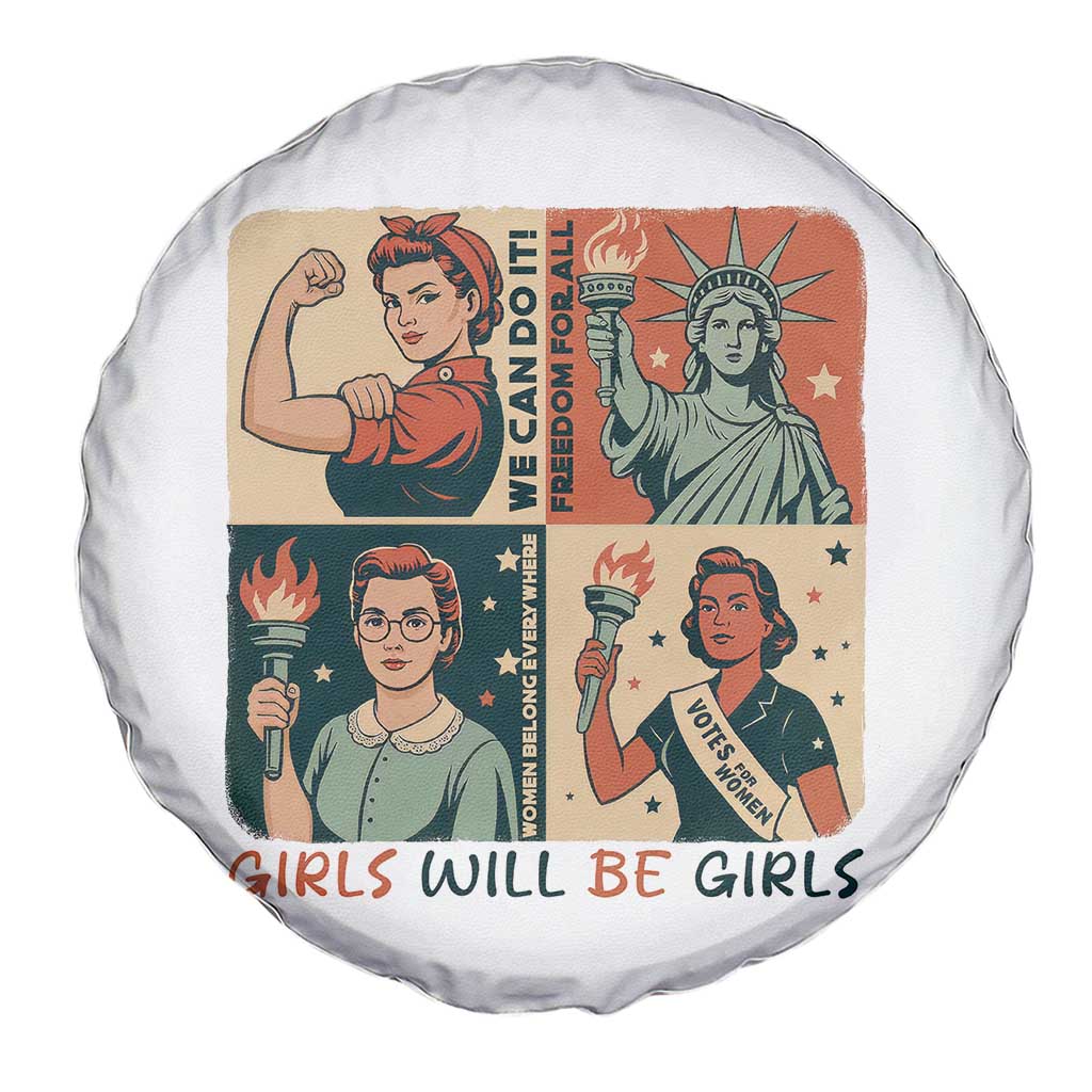 Girls Will Be Girls Spare Tire Cover Patriotic Feminist USA Women TS12 Print Your Wear