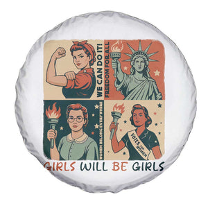 Girls Will Be Girls Spare Tire Cover Patriotic Feminist USA Women TS12 Print Your Wear