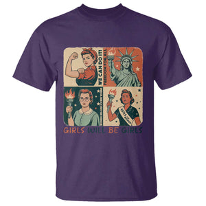 Girls Will Be Girls T Shirt Patriotic Feminist USA Women TS12 Purple Print Your Wear