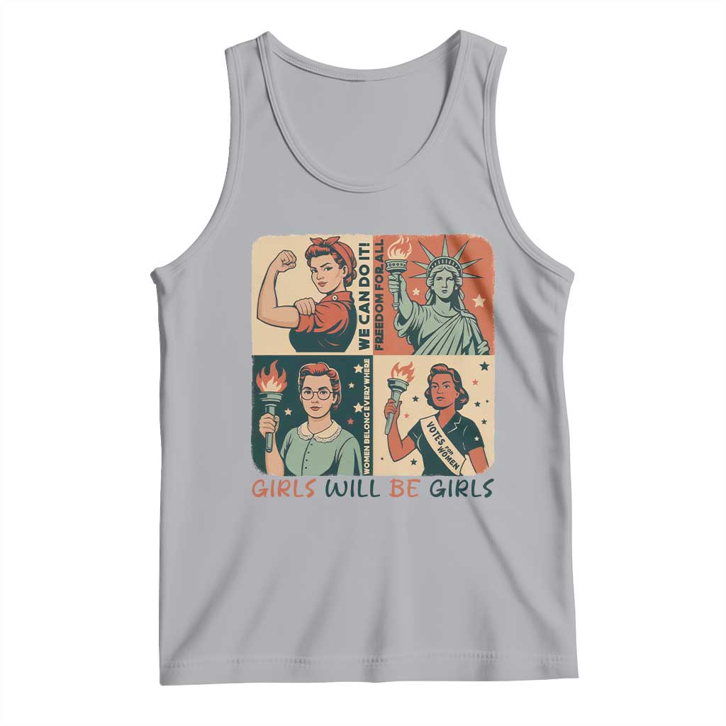 Girls Will Be Girls Tank Top Patriotic Feminist USA Women TS12 Athletic Heather Print Your Wear