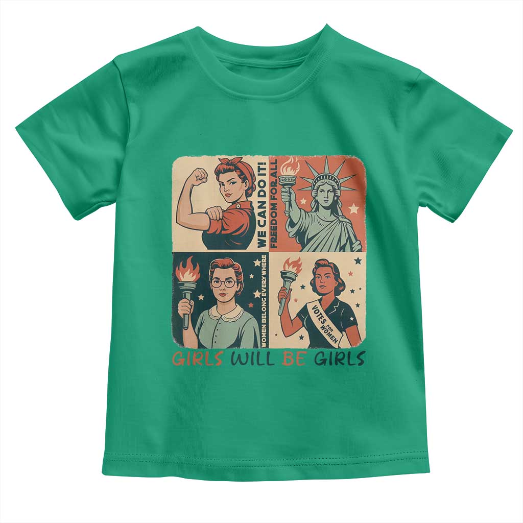 Girls Will Be Girls Toddler T Shirt Patriotic Feminist USA Women TS12 Irish Green Print Your Wear