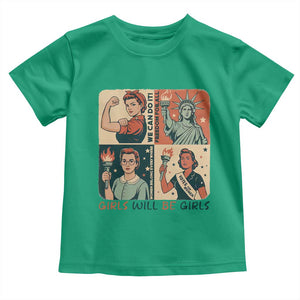 Girls Will Be Girls Toddler T Shirt Patriotic Feminist USA Women TS12 Irish Green Print Your Wear