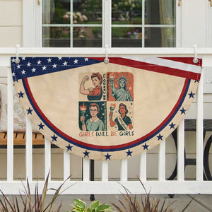 Girls Will Be Girls Patriotic Fan Flag Feminist USA Women