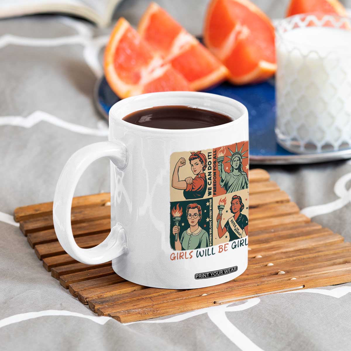 Girls Will Be Girls Coffee Mug Patriotic Feminist USA Women TS12 Print Your Wear