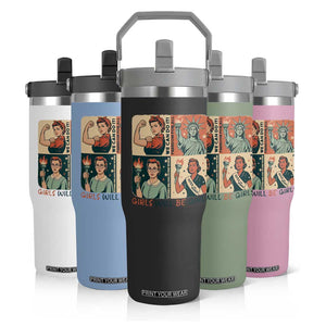 Girls Will Be Girls Flip Straw Tumbler Patriotic Feminist USA Women TS12 Print Your Wear
