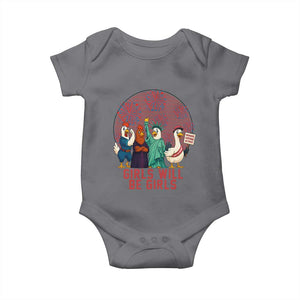 Girls Will Be Girls Baby Onesie Funny Patriotic Feathered Feminists Ducks TS12 Charcoal Print Your Wear