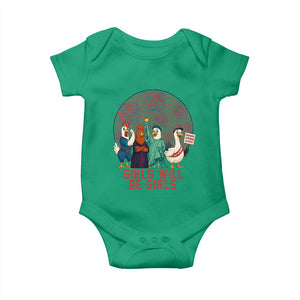 Girls Will Be Girls Baby Onesie Funny Patriotic Feathered Feminists Ducks TS12 Irish Green Print Your Wear