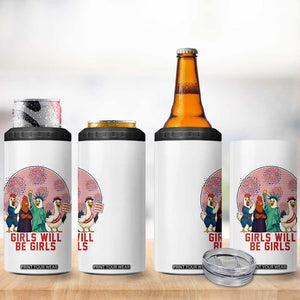 Girls Will Be Girls 4 in 1 Can Cooler Tumbler Funny Patriotic Feathered Feminists Ducks TS12 Print Your Wear