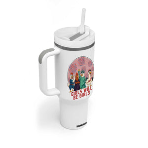 Girls Will Be Girls Tumbler With Handle Funny Patriotic Feathered Feminists Ducks TS12 Print Your Wear