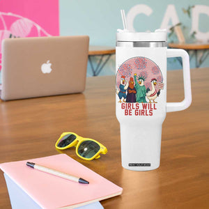 Girls Will Be Girls Tumbler With Handle Funny Patriotic Feathered Feminists Ducks TS12 Print Your Wear