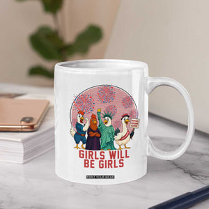 Girls Will Be Girls Coffee Mug Funny Patriotic Feathered Feminists Ducks TS12 Print Your Wear