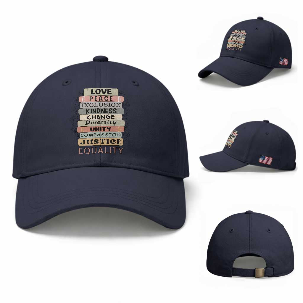 Human Rights Bookish Baseball Cap Kindness Peace Equality Flower For Women TS12 Baseball Cap Universal Fit Navy Print Your Wear