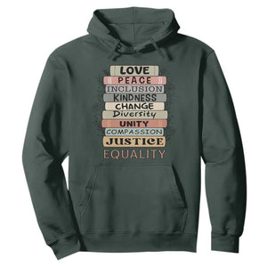 Human Rights Bookish Hoodie Kindness Peace Equality Flower For Women TS12 Dark Forest Green Print Your Wear