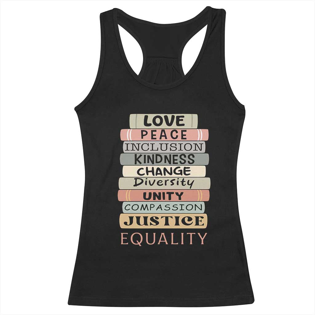 Human Rights Bookish Racerback Tank Top Kindness Peace Equality Flower For Women TS12 Black Print Your Wear