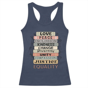 Human Rights Bookish Racerback Tank Top Kindness Peace Equality Flower For Women TS12 Navy Print Your Wear