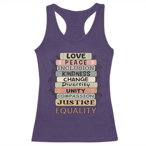 Human Rights Bookish Racerback Tank Top Kindness Peace Equality Flower For Women TS12 Purple Print Your Wear
