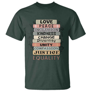 Human Rights Bookish T Shirt Kindness Peace Equality Flower For Women TS12 Dark Forest Green Print Your Wear