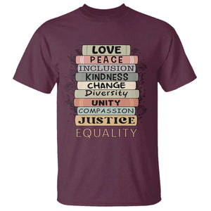 Human Rights Bookish T Shirt Kindness Peace Equality Flower For Women TS12 Maroon Print Your Wear