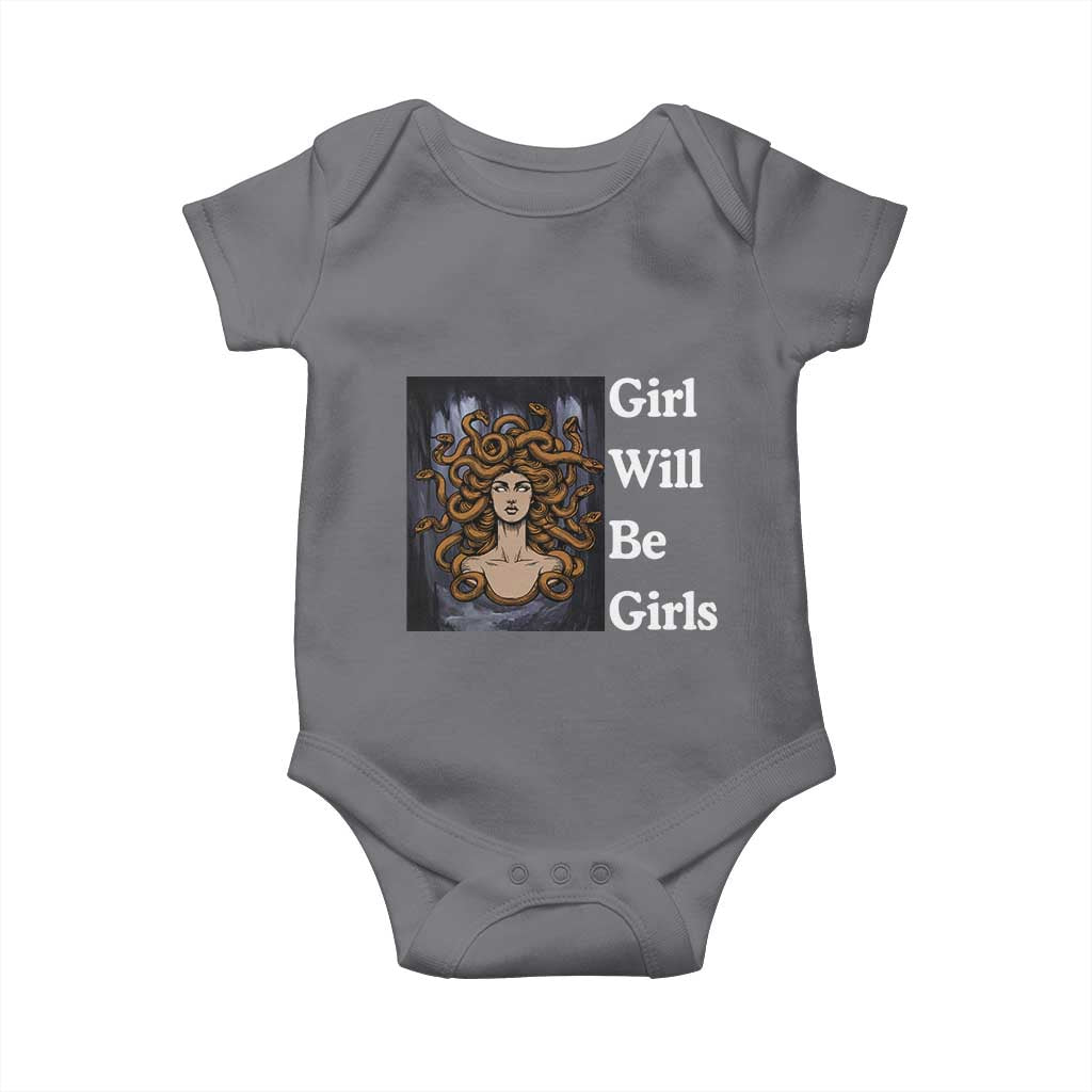 Girl Will Be Girls Baby Onesie Medusa Mythology Feminist Women TS12 Charcoal Print Your Wear