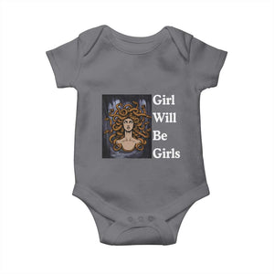 Girl Will Be Girls Baby Onesie Medusa Mythology Feminist Women TS12 Charcoal Print Your Wear