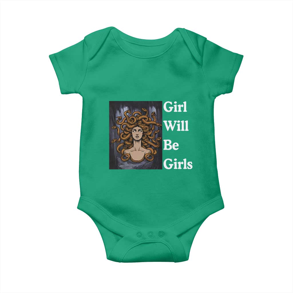 Girl Will Be Girls Baby Onesie Medusa Mythology Feminist Women TS12 Irish Green Print Your Wear