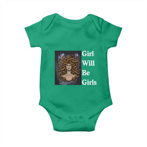 Girl Will Be Girls Baby Onesie Medusa Mythology Feminist Women TS12 Irish Green Print Your Wear
