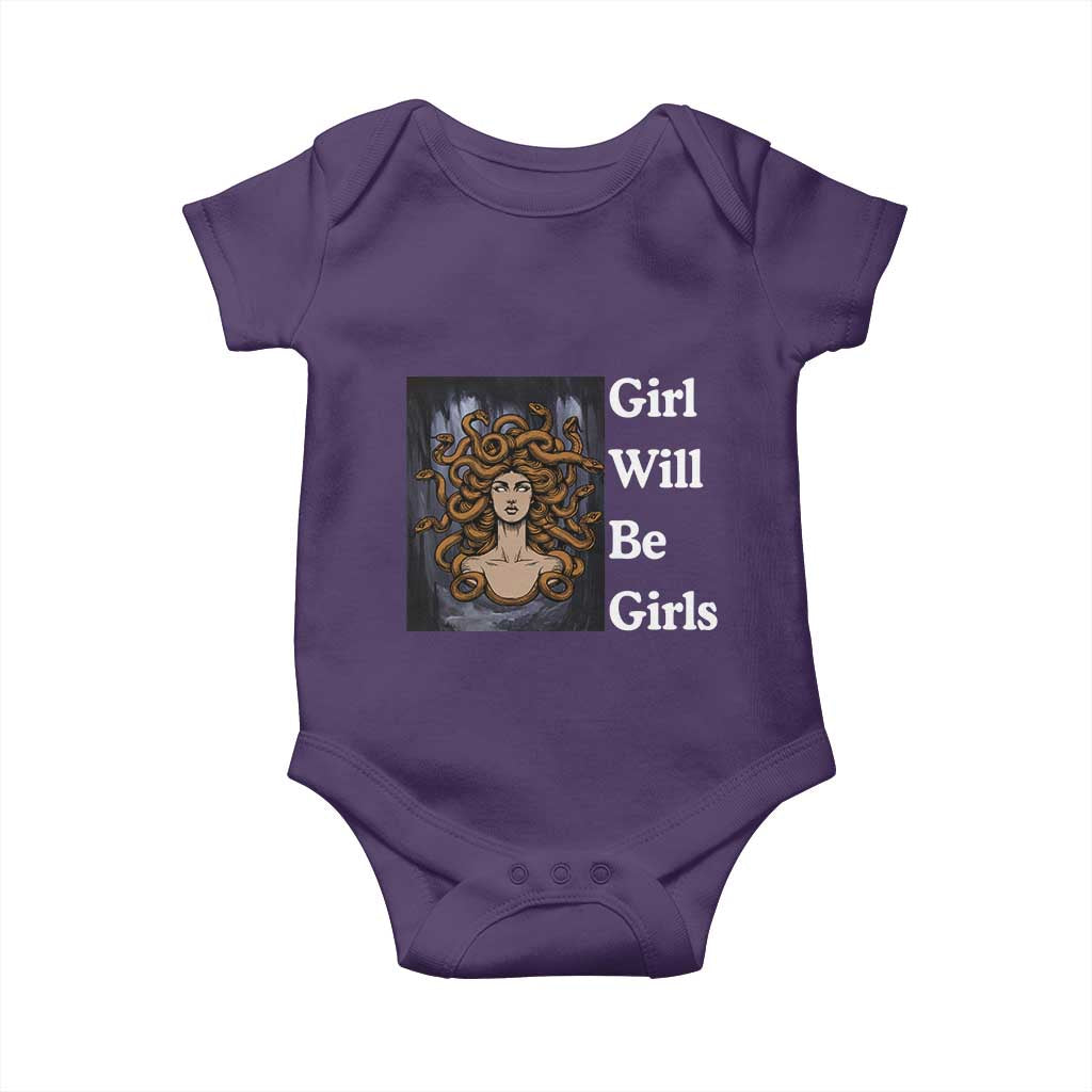 Girl Will Be Girls Baby Onesie Medusa Mythology Feminist Women TS12 Purple Print Your Wear