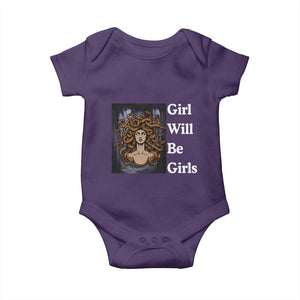Girl Will Be Girls Baby Onesie Medusa Mythology Feminist Women TS12 Purple Print Your Wear