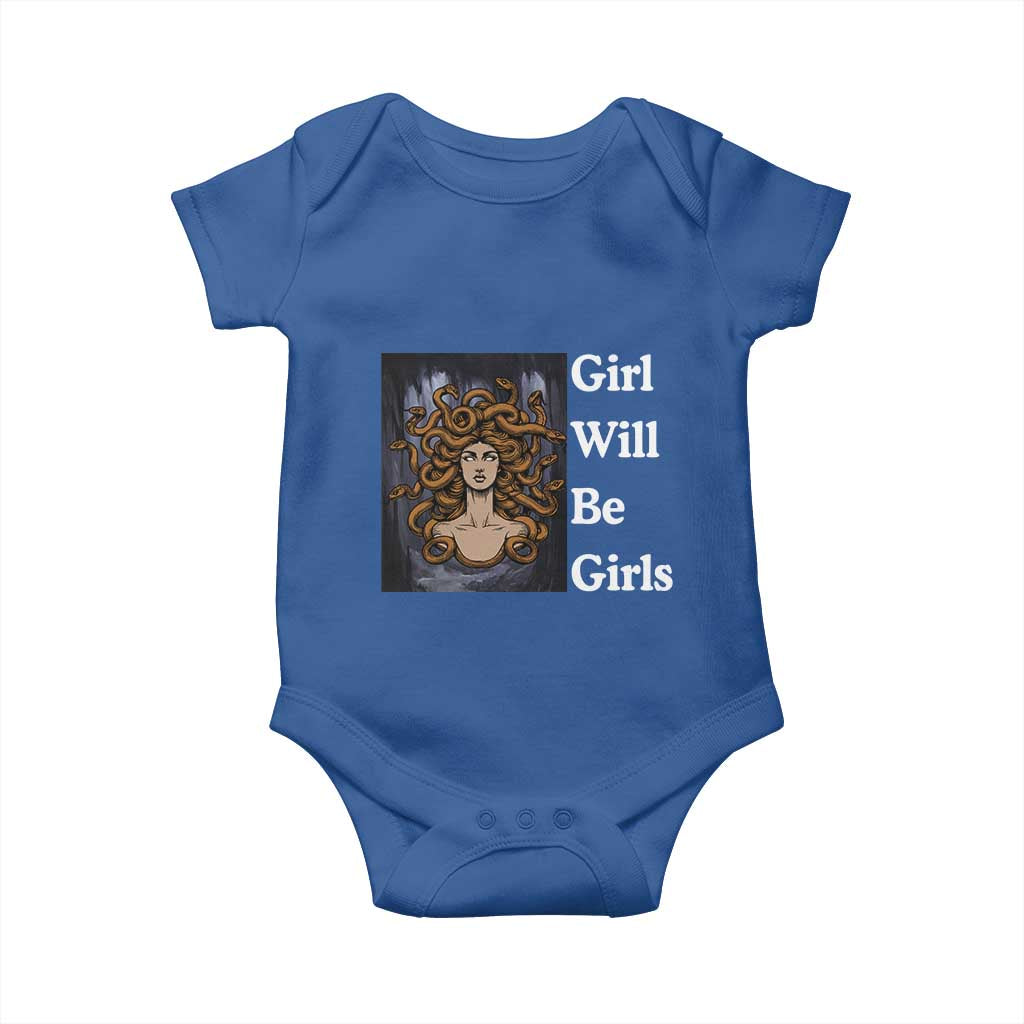 Girl Will Be Girls Baby Onesie Medusa Mythology Feminist Women TS12 Royal Blue Print Your Wear